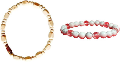 Malas Collection Wood, Stone, Crystal Bracelet Set(Pack of 2)