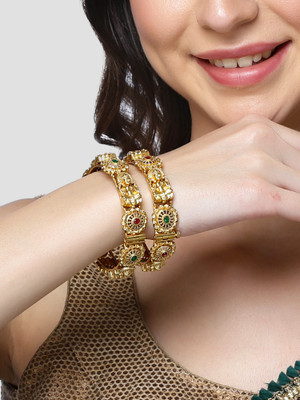 Karatcart Alloy Crystal Gold-plated Bangle Set(Pack of 2)