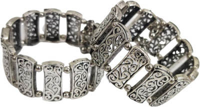 ohgirlaccessories Alloy Silver Bangle Set(Pack of 2)