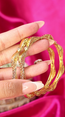 Swarnaari Brass Gold-plated Bangle Set(Pack of 2)