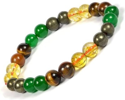 DVISHA Pyrite, Stone, Citrine + Golden, Tiger's Eye Beads, Crystal Bracelet