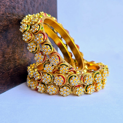 RV Craft Alloy Cubic Zirconia Gold-plated Bangle Set