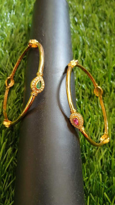 MGM Collections Black Obsidian Alexandrite Gold-plated Bangle Set