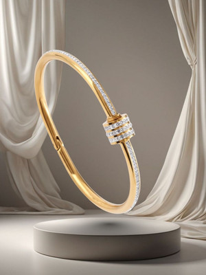 KIVORA Alloy Cubic Zirconia Gold-plated Kada