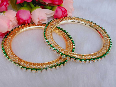 DENICRAAS Alloy Crystal Gold-plated Bangle Set(Pack of 2)
