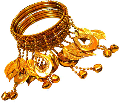 R R C Enterprises Brass Gold-plated Bangle Set(Pack of 4)