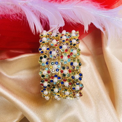 AFWY Metal Cubic Zirconia Bangle Set(Pack of 4)