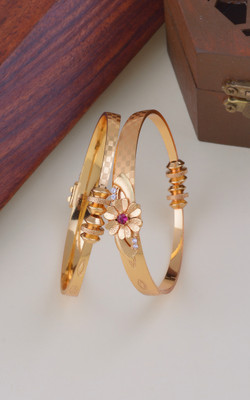HEER HENI Alloy Cubic Zirconia Gold-plated Bangle Set(Pack of 2)