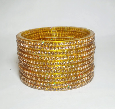 Tanvi enterprises Glass Zircon Bangle Set(Pack of 10)
