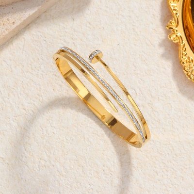 MoonMade Stainless Steel Cubic Zirconia Gold-plated Bracelet
