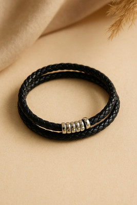 Jewelz Leather Silver Bracelet