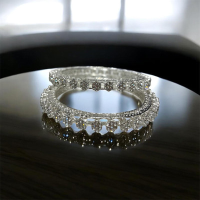 BBS Metal Cubic Zirconia Gold-plated Bangle Set(Pack of 2)