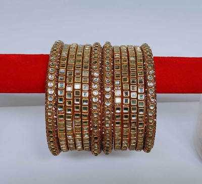 RAF dukan Stone Crystal Gold-plated Bangle Set(Pack of 12)