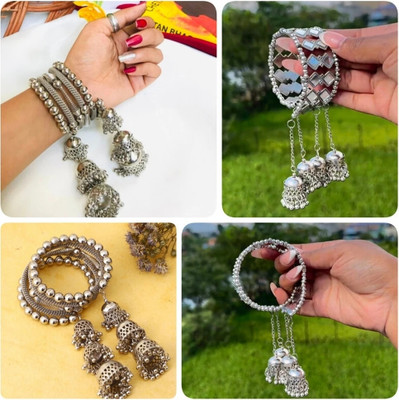 Samridhi DC Alloy Silver Kada(Pack of 2)