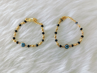 DHARVI IMITATION Evil Eye Zircon Gold-plated Charm Bracelet(Pack of 2)