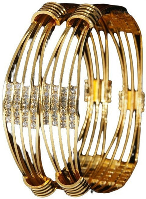 V FASHION JEWELLERY Alloy Gold-plated Bangle Set(Pack of 2)