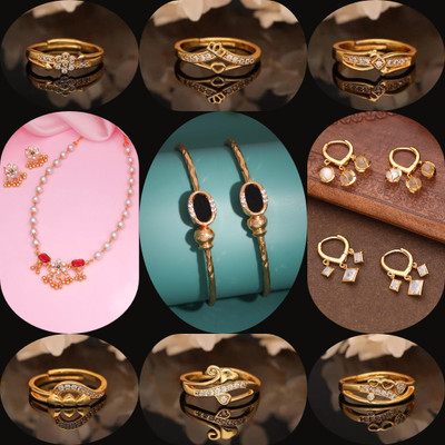 brado jewellery Brass Diamond Gold-plated Bangle Set(Pack of 10)