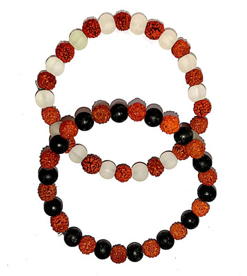 DIVINE SOUVENIRS Rudraksha Crystal Bangle Set