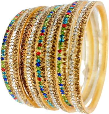 NAVNAV Alloy Crystal Bangle Set(Pack of 8)