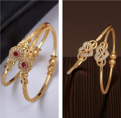 Hetshree Brass Diamond Gold-plated Bangle Set(Pack of 4)