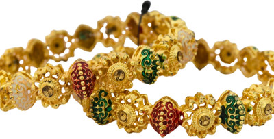 Jumka Designer Alloy Gold-plated Bangle Set(Pack of 2)