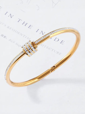 Miami Metal, Stone, Crystal, Alloy, Steel, Stainless Steel Cubic Zirconia, Diamond, Crystal Gold-plated Bracelet