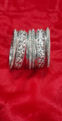 AOLLY Metal Crystal Bangle Set(Pack of 6)