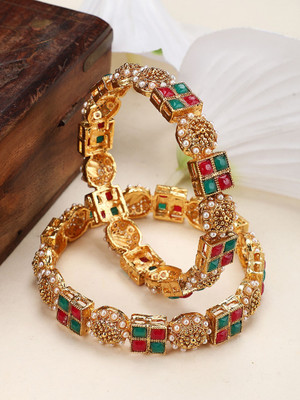 STYYLO FASHION Brass Cubic Zirconia Gold-plated Bangle Set(Pack of 2)