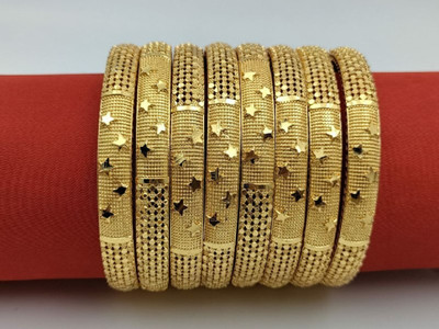 Univers Fashion Trends Brass Agate Gold-plated Bangle Set(Pack of 8)
