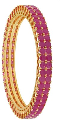 Ratnavali Jewels Brass Cubic Zirconia Gold-plated Bangle Set(Pack of 2)