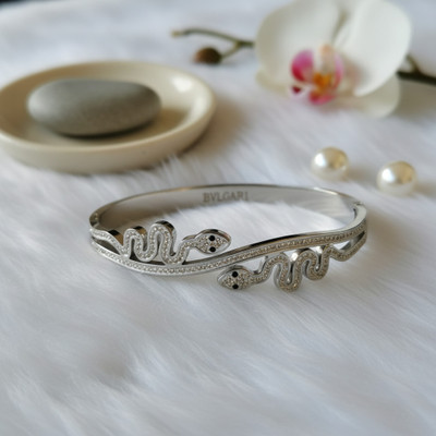 Estyle Stainless Steel Diamond Silver Bracelet
