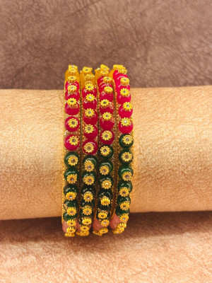 Crazy art gallery Resin Zircon Gold-plated Bangle Set(Pack of 4)