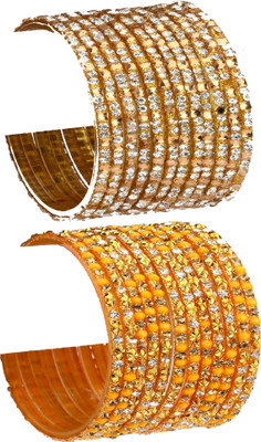 1st Time Glass Beads, Crystal Enamel Bangle Set(Pack of 10)