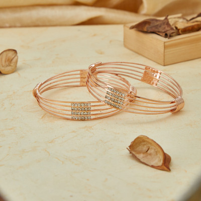 GC PREMIUM JEWELEY Brass Cubic Zirconia Bangle Set(Pack of 2)