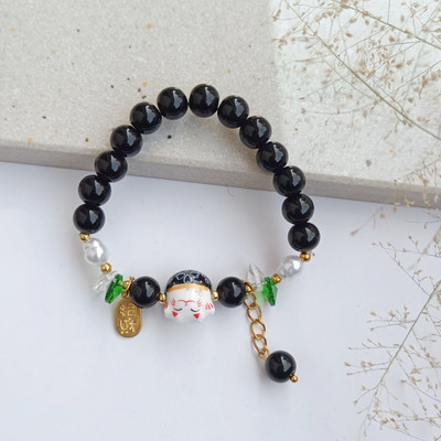 FHF Stone, Crystal, Glass Agate Charm Bracelet