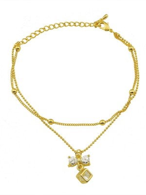 HIGH TRENDZ Alloy Cubic Zirconia Gold-plated Charm Bracelet