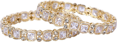 Oneys collection Brass Cubic Zirconia Gold-plated Bangle Set(Pack of 2)