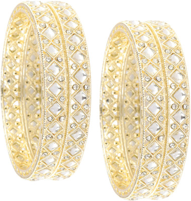 ZULKA Metal Diamond Gold-plated Bangle Set(Pack of 4)