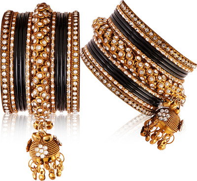 Rupika Brass Cubic Zirconia Brass Bangle Set(Pack of 10)