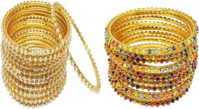 CHURA KING Alloy Pearl Gold-plated Bangle Set(Pack of 32)