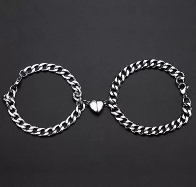 JS Enterprises Stainless Steel Sterling Silver Bracelet Set(Pack of 2)