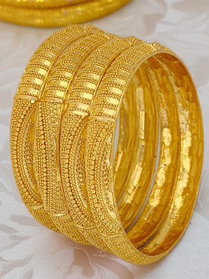 Jewels Kafe Brass Gold-plated Bangle Set(Pack of 4)
