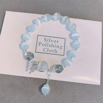 glamourgeekstudio Crystal, Alloy Beads, Cubic Zirconia Silver Charm Bracelet