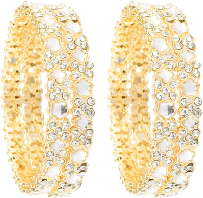 ZULKA Metal Diamond Bangle Set(Pack of 4)