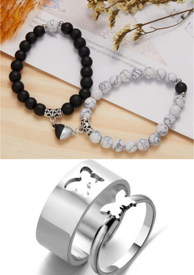 Animated Metal, Dori, Alloy Cubic Zirconia Silver Ring Bracelet(Pack of 3)