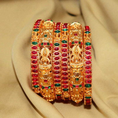 mankairoop Alloy Beads Gold-plated Bangle Set(Pack of 6)