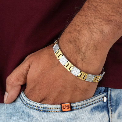 FEEDNIX Stainless Steel Gold-plated, Silver Bracelet