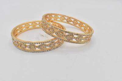 gvg Alloy Cubic Zirconia Gold-plated Bangle Set(Pack of 2)