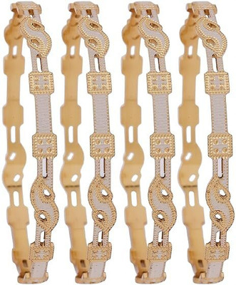 TWIRLAA Metal Gold-plated Bangle Set(Pack of 4)