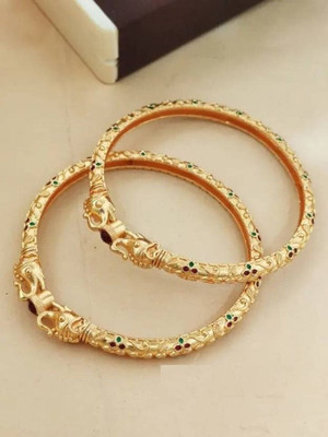 Sangria Brass Diamond Gold-plated Bangle Set(Pack of 2)